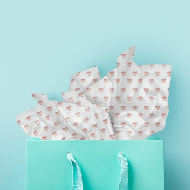 Lovely Light Pink Rose Gold Heart Pattern Tissue Paper (Heart Pattern Tissue Paper for Gift Wrap & Crafts)