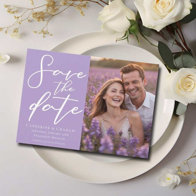 Lovely Lilac Purple Couple Photo Spring Save The Date (Creator Uploaded)