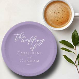 Lovely Lilac Purple Personalised Wedding Paper Plate