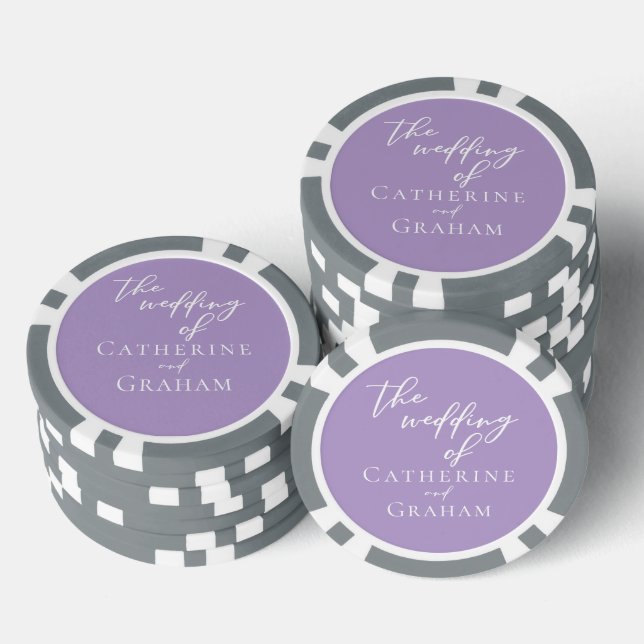 Lovely Lilac Purple Wedding Personalised Poker Chips (Stack)