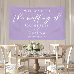 Lovely Lilac Purple White Typography Wedding Banner