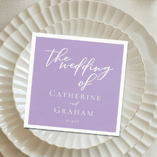 Lovely Lilac Purple White Typography Wedding Napkin