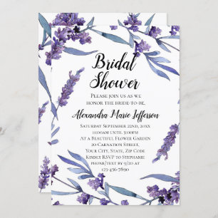 Lovely Lilac Watercolor Elegant Bridal Shower Invitation