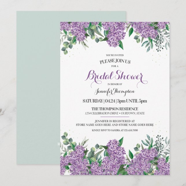 Lovely Lilacs Bridal Shower Invitation (Front/Back)