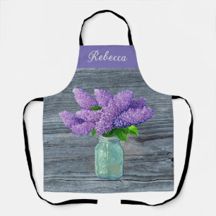 Lovely Lilacs  In Rustic Mason Jar Apron