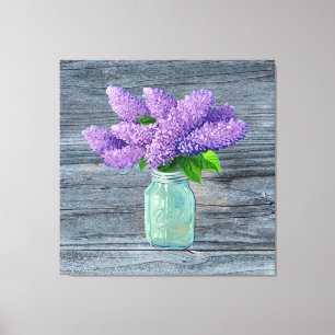 Lovely Lilacs  In Rustic Mason Jar Canvas Print