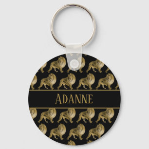 Lovely Lion Gold and Black Key Ring