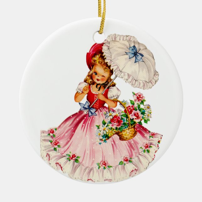 Lovely Little Girl Ornament in Red (Front)