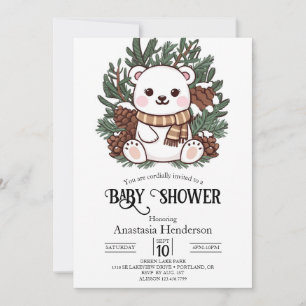 Lovely Little Polar Bear Digital Baby Shower Invitation