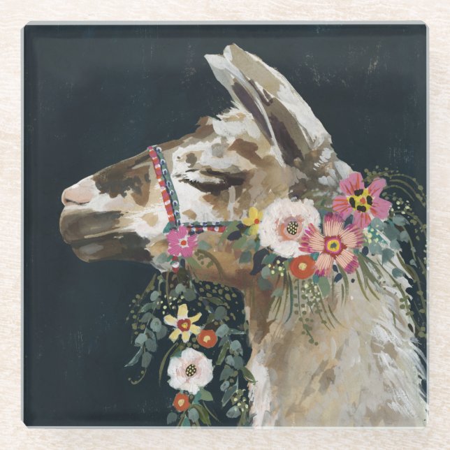 Lovely Llama Glass Coaster (Front)