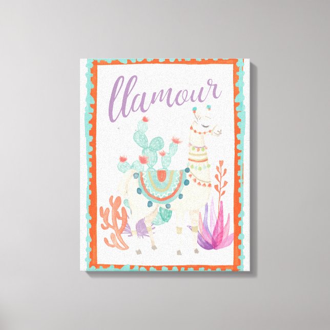 Lovely Llamas II Llamour Canvas Print (Front)