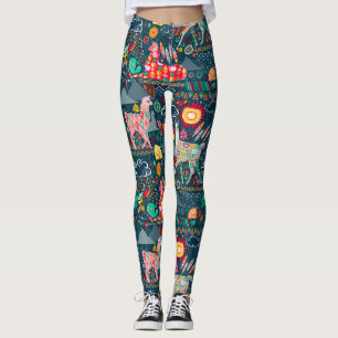 Lovely Llamas on Blue Leggings