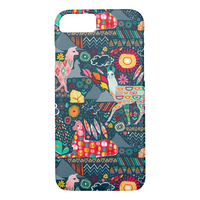 Lovely Llamas on Dark Teal Case-Mate iPhone Case (Back)