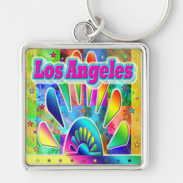 Lovely Los Angeles Sun & Palms Keychain (Front)
