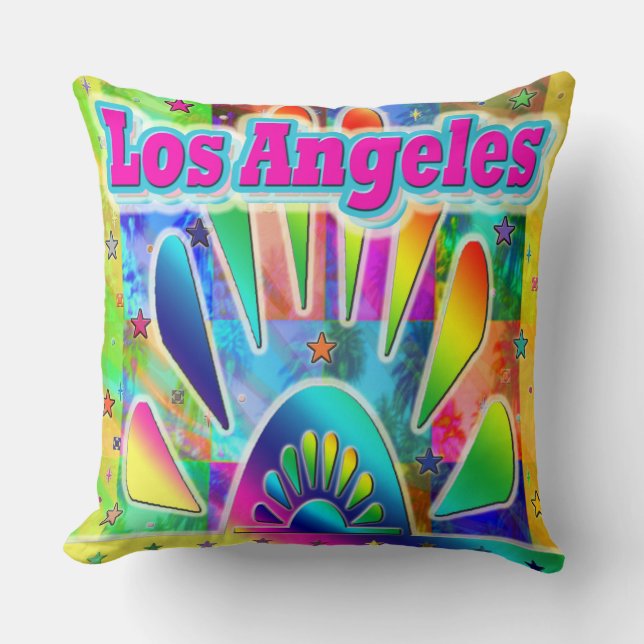 Lovely Los Angeles Sun & Palms Pillow (Front)