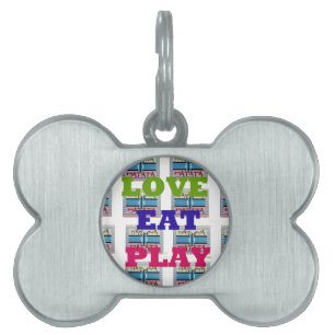 Lovely Love Eat Play Hakuna Matata Kenya shield gi Pet ID Tag