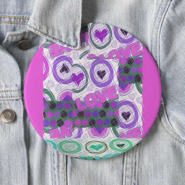 Lovely Love Heart Motif Art Print 6 Cm Round Badge (In Situ)