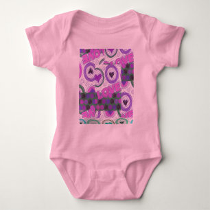 Lovely Love Heart Motif Art Print Baby Bodysuit