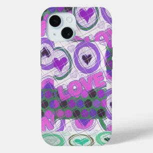 Lovely Love Heart Motif Art Print iPhone 15 Case