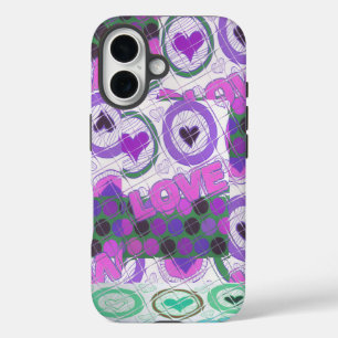 Lovely Love Heart Motif Art Print iPhone 16 Case