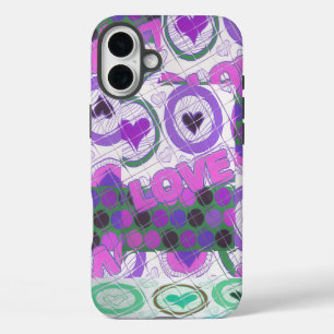 Lovely Love Heart Motif Art Print iPhone 16 Plus Case