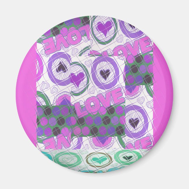 Lovely Love Heart Motif Art Print Magnet (Front)