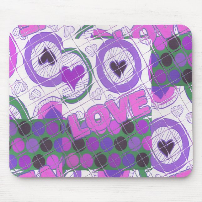 Lovely Love Heart Motif Art Print Mouse Pad (Front)