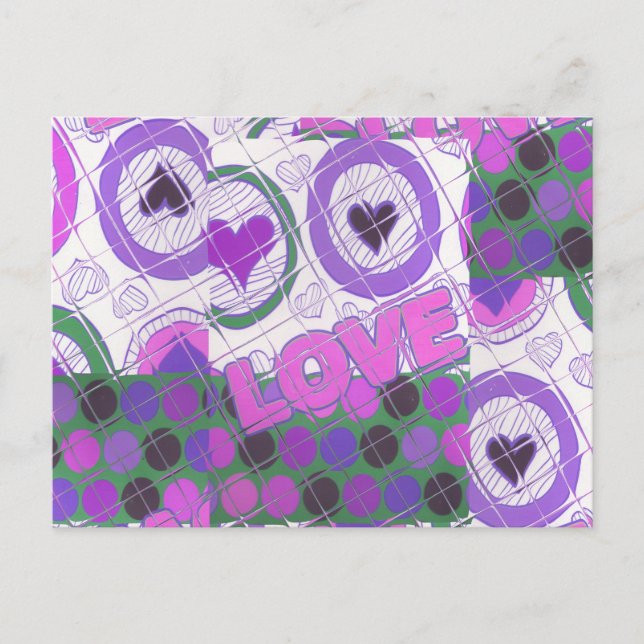 Lovely Love Heart Motif Art Print Postcard (Front)