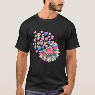 Lovely Love You Sunflower Sweet Hearts Candy Valen T-Shirt