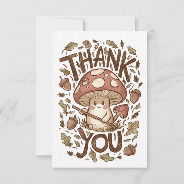 Lovely Magic Mushroom Thank You Card  (Front)