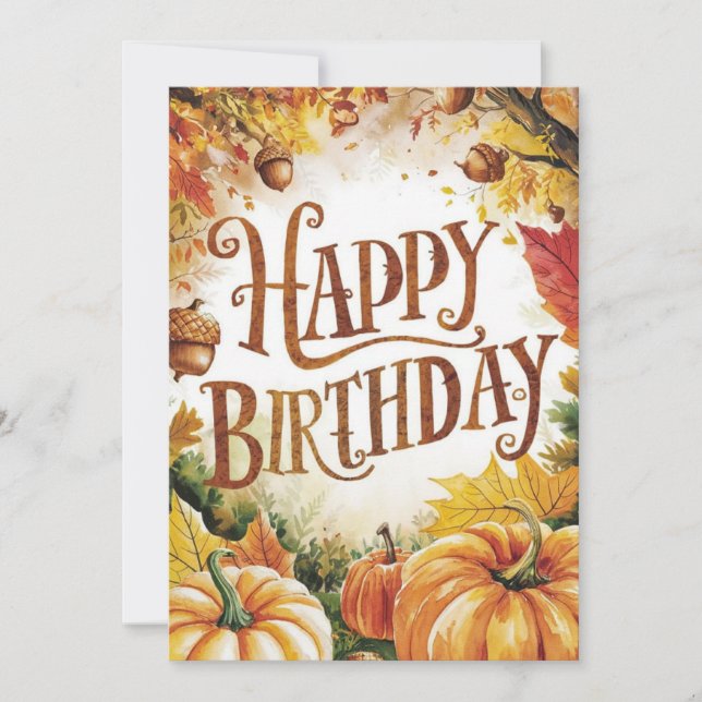 Lovely Maple Leaf Autumn Fall Happy Birthday  Card (Front)