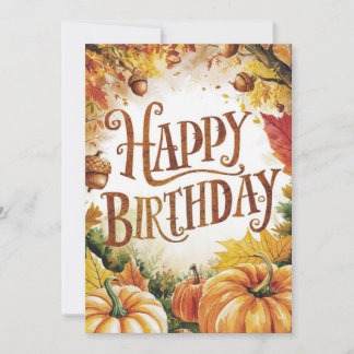 Lovely Maple Leaf Autumn Fall Happy Birthday  Card