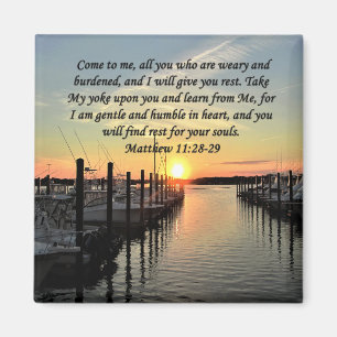 LOVELY MATTHEW 11:28 SUNSET OVER THE LAKE PHOTO MAGNET