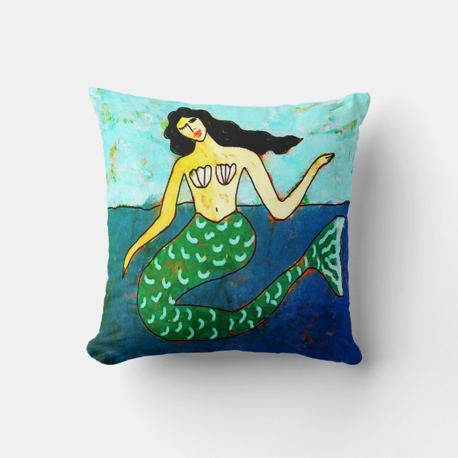 Lovely Mermaid Abstract Art Cushion (Front)