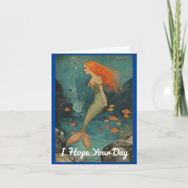 Lovely Mermaid Birthday Greeting Card (Front)