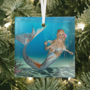 Lovely Mermaid Glass Tree Decoration