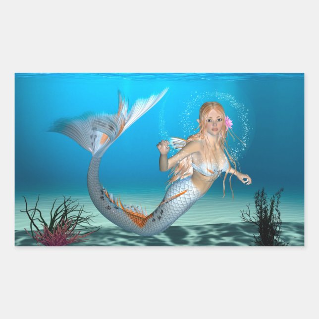 Lovely Mermaid Rectangular Sticker (Front)