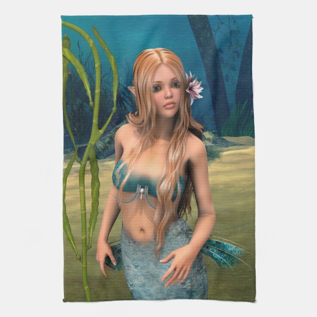 Lovely Mermaid Tea Towel (Vertical)