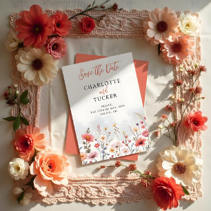 Lovely Minimalist Pastel Colors Wildflowers Field Save The Date