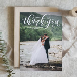 Lovely Modern Calligraphy Photo Wedding Photo Thank You Card<br><div class="desc">Send thanks to family and friends with this customisable photo thank you card. It features modern calligraphy and an editable floral pattern. Personalise by adding your photo and details. This photo thank you card is perfect for weddings,  graduations,  birthdays and other events.</div>