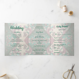 Lovely Modern Floral Wedding Tri-Fold Invitation