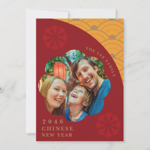 Lovely Modern Photo Red Chinese New Year Card