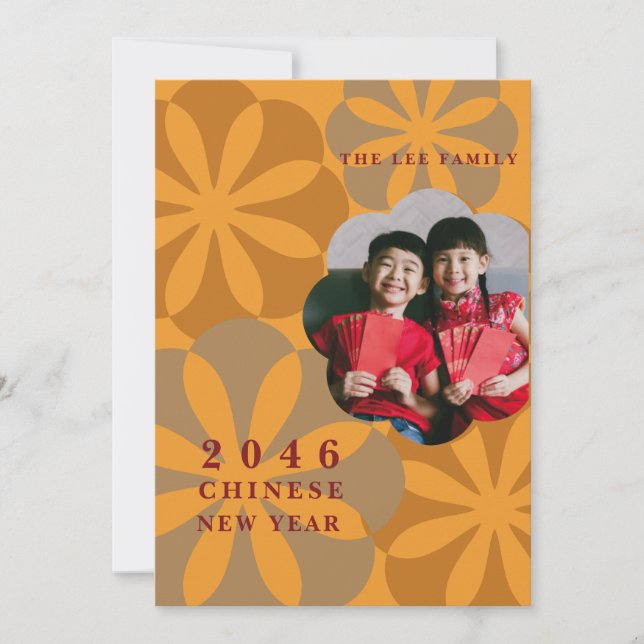 Lovely Modern Photo Red Chinese New Year Card (Front)