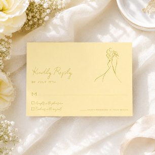 Lovely Modern Script Butter Yellow Wedding RSVP Card