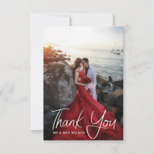 Lovely Modern Script Thank You Photo Card