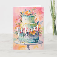 Lovely mom happy birthday cake birthday card mom