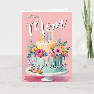 Lovely mom happy birthday cake birthday card mum