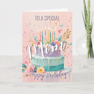 Lovely mom happy birthday cake birthday card mum