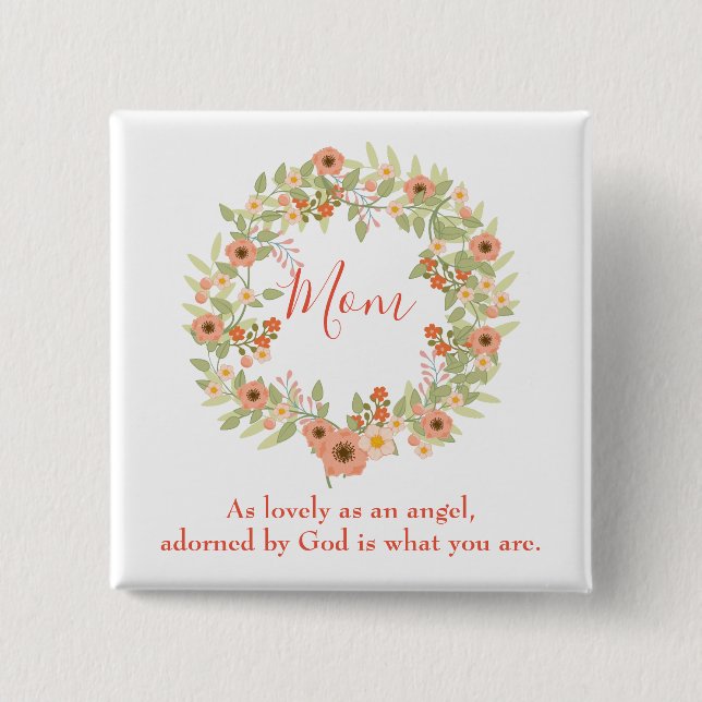 Lovely Mom Wreath 15 Cm Square Badge (Front)
