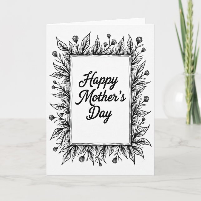 Lovely Moms Day Outline Design Card (Front)